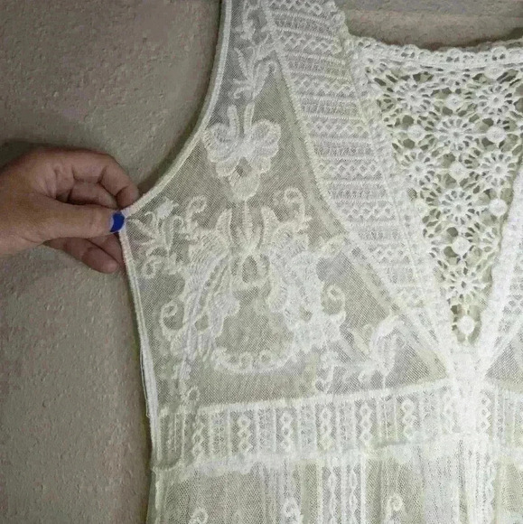 NWT My Style made in Italy white lace see-thru dress midi BOHO Beachy elegant - Picture 4 of 9